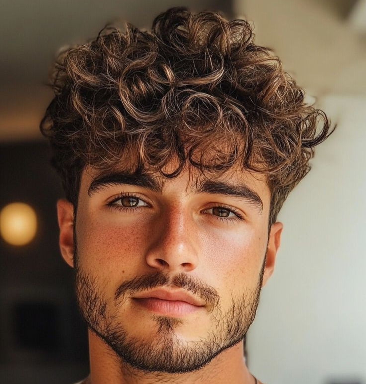 Wig Synthetic  Short Curly Men