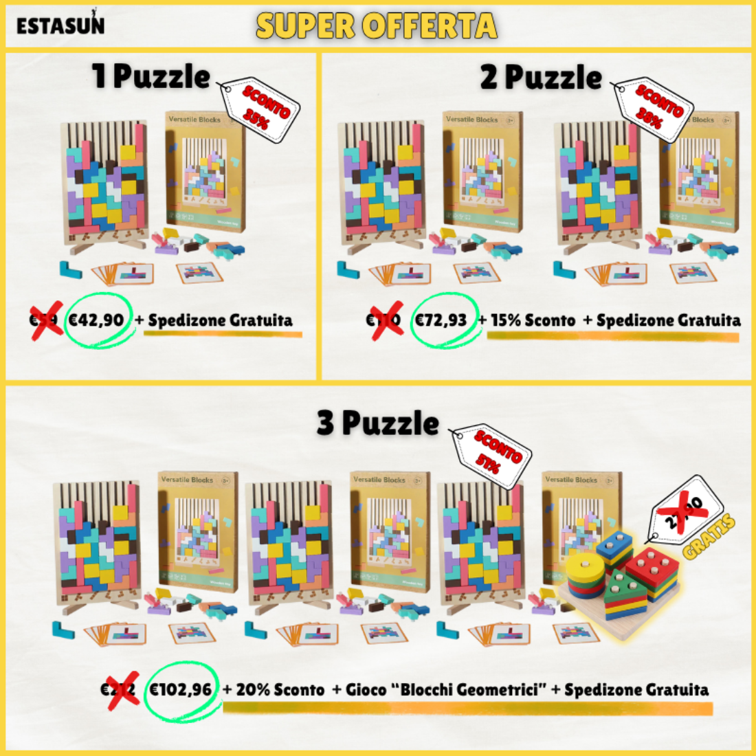 3D Puzzle Logico - Il Gioco Educativo in Legno che Stimola la Mente dei Bambini