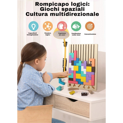 3D Puzzle Logico - Il Gioco Educativo in Legno che Stimola la Mente dei Bambini