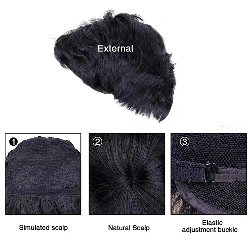 Wig Short Straight Synthetic Men