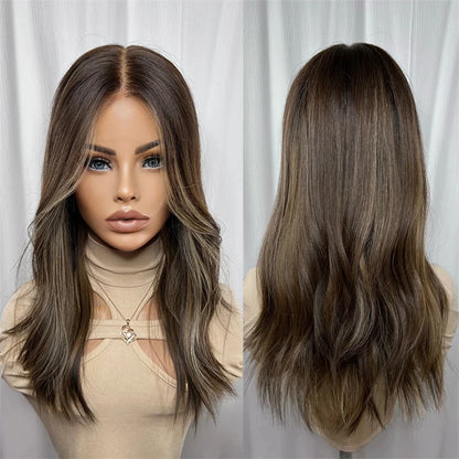 Wig Wavy Lowlights Synthetic